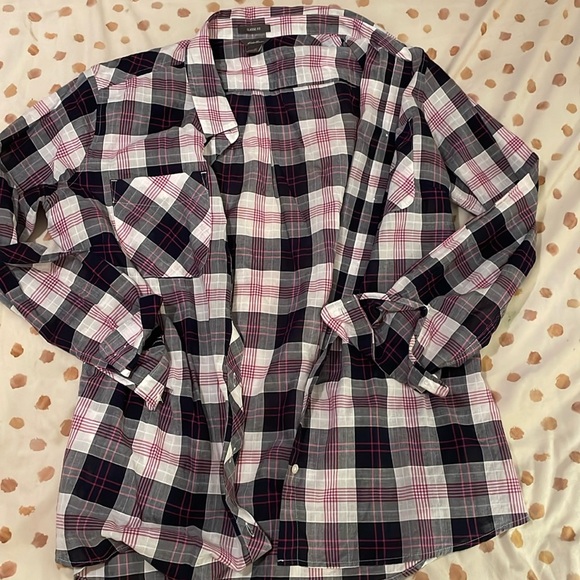 Eddie Bauer Classic Fit Thin Cotton Plaid Button Down Long Sleeve Shirt - Picture 1 of 6